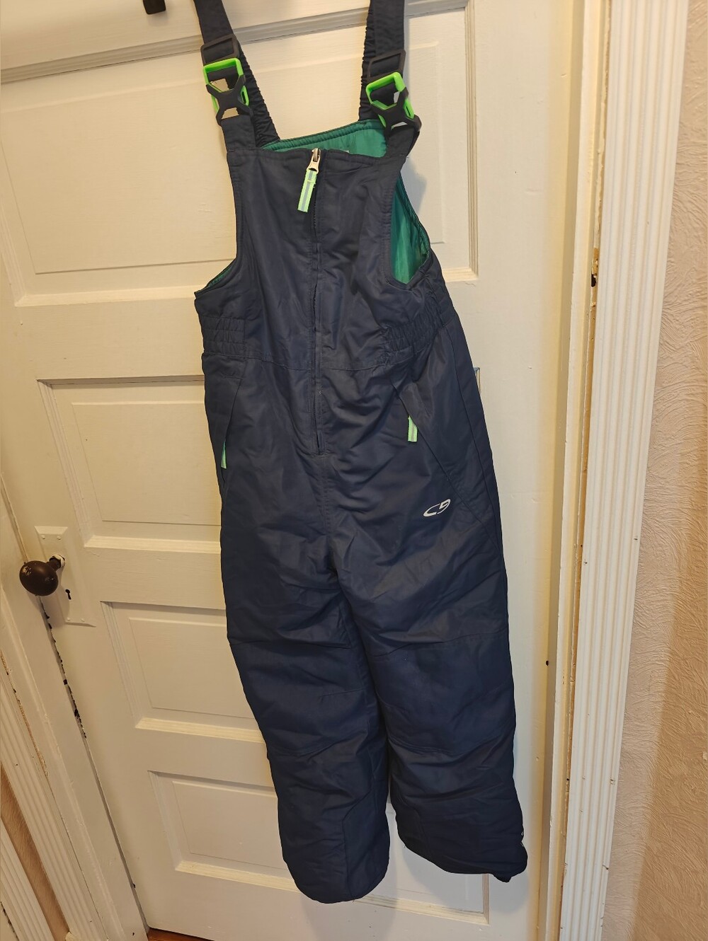 Champion Youth Snow Bib Pants Blue/Green S (6-7) Insulated Ski L5758B